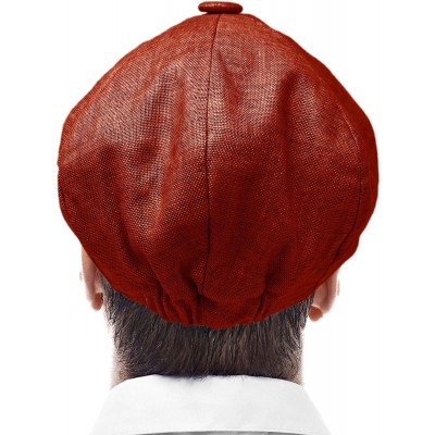 Newsboy Caps Men's 100% Linen Snap Front Newsboy Drivers Cabbie Gatsby Apple Cap Hat - Solid Burgundy - CN1962SHDCH $20.46