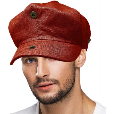 Newsboy Caps Men's 100% Linen Snap Front Newsboy Drivers Cabbie Gatsby Apple Cap Hat - Solid Burgundy - CN1962SHDCH $20.46