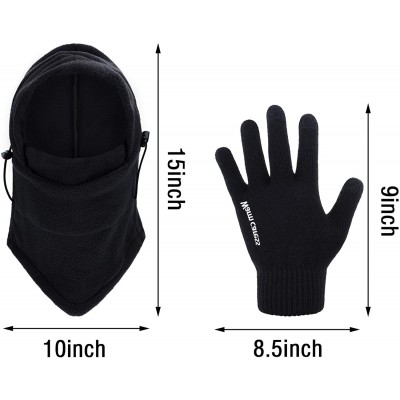 Skullies & Beanies 4 Pieces Winter Balaclava Ski Mask Full Face Mask Touchscreen Gloves for Winter Outdoor Sport - Black - CM...