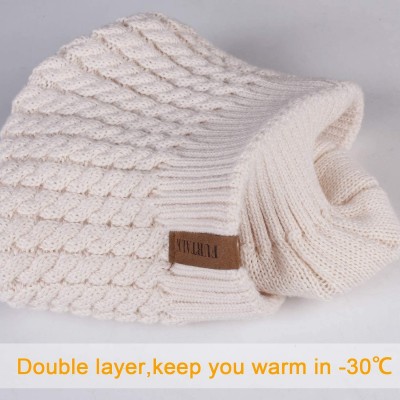 Sun Hats Winter Beanie for Women Warm Knit Bobble Skull Cap Big Fur Pom Pom Hats for Women - 15 Light Pink - CL18559UU3G $13.64