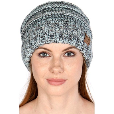 Skullies & Beanies Knit Beanie Hat- Soft Warm Cable Winter Chunky Cap- Oversized Slouchy Stretching- Pompom- for Women - Mint...