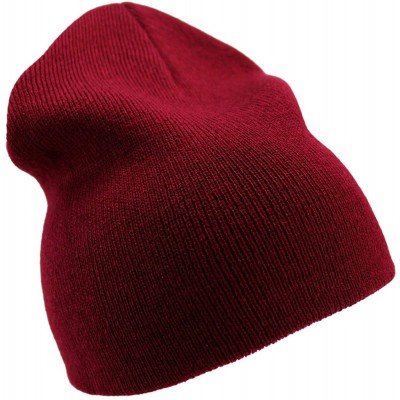 Skullies & Beanies Solid Color Short Winter Beanie Hat Knit Cap 12 Pack - Maroon - CV18H6O9M86 $27.34