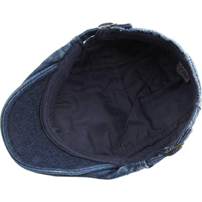 Newsboy Caps Classic Solid Cotton Denim Newsboy Ivy Gatsby Cabbie Ascot Hat Cap Adjustable - (211) Blue Denim - CK12E2UNC5Z $...