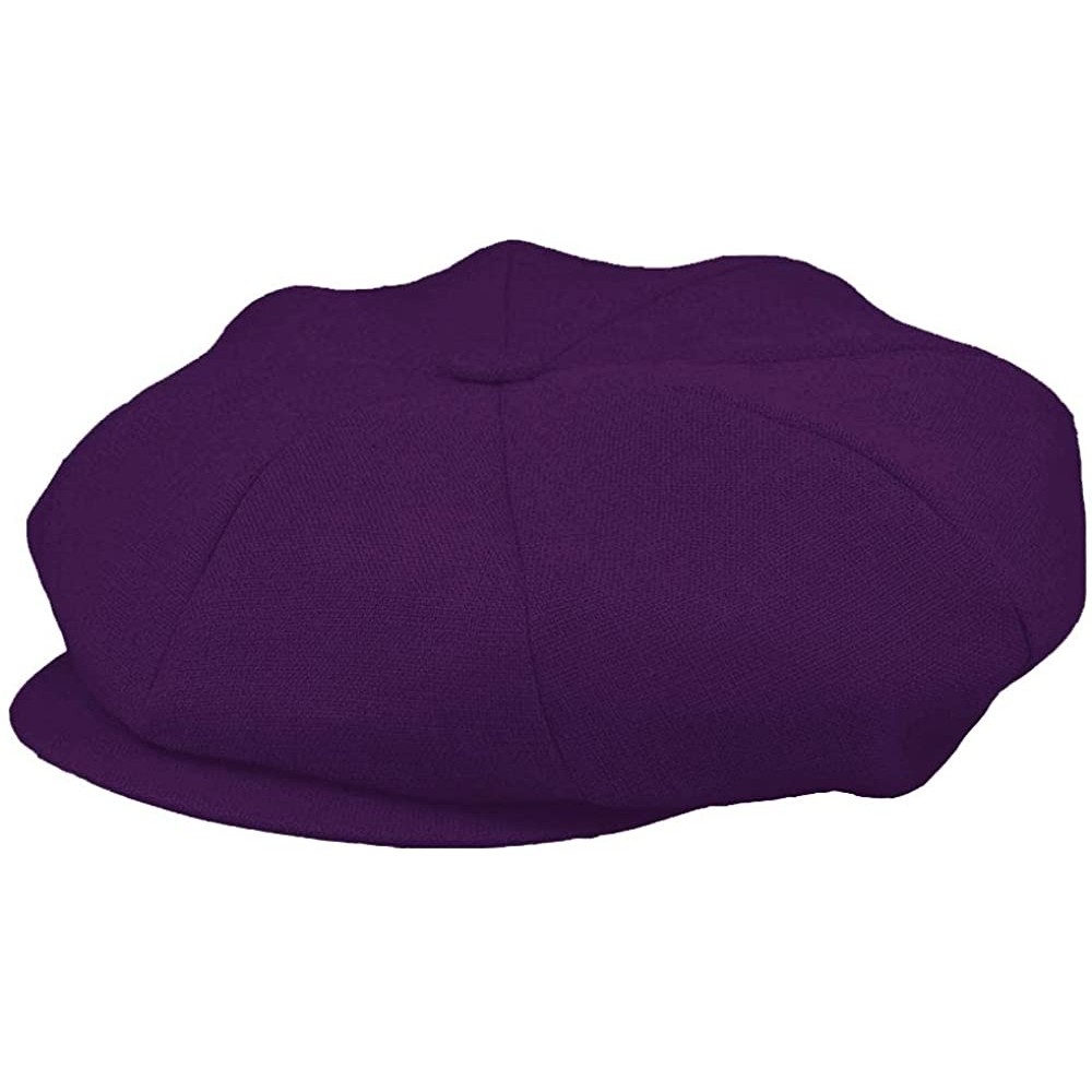 Newsboy Caps Irish Linen 8 Panel Applejack Newsboy Cap Made in USA - Purple - CH196WXKO2D $25.00