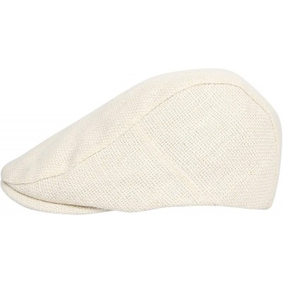 Newsboy Caps Ivy Cap Straw Weave Linen-Like Cotton Cabbie Newsboy Hat MZ30038 - Ivory - CS18R2COML0 $12.59