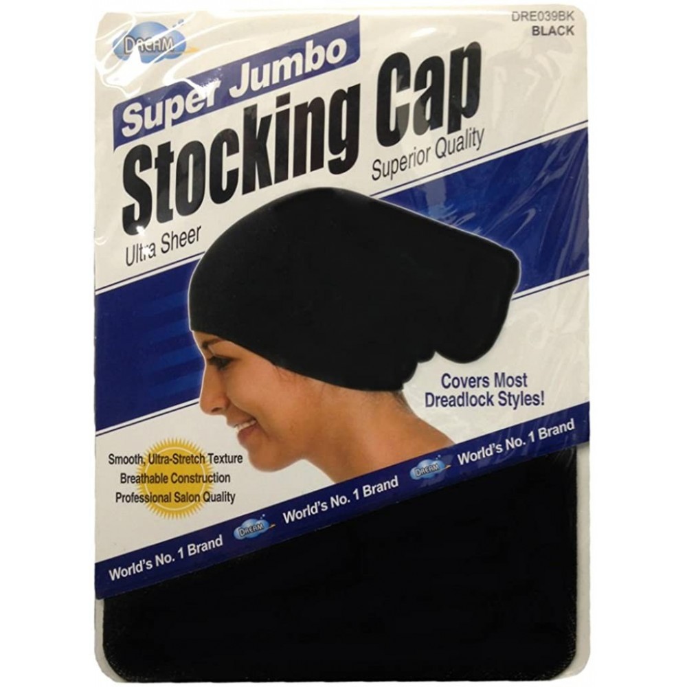 Skullies & Beanies Dream Super Jumbo Ultra-Stretch Stocking Cap BLACK DRE039BK - CY12CNWACHJ $9.14