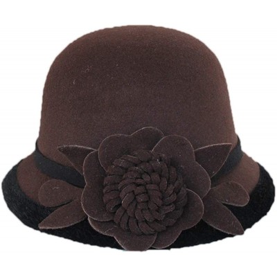 Bucket Hats Cloche Round Hat for Women Beanie Flower Dress Church Elegant British - A-cofe - CI18I2W9WGI $19.40