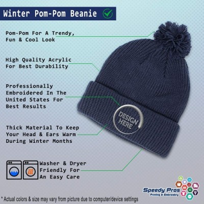 Skullies & Beanies Winter Pom Pom Beanie Men & Women Pembroke Welsh Corgi Mom Embroidery 1 Size - Navy - C018A0EZXLT $11.28