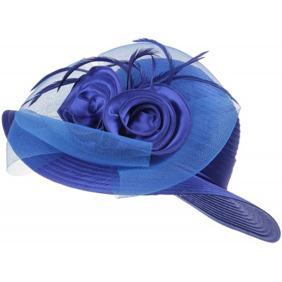 Bucket Hats Lady's Kentucky Derby Dress Church Cloche Hat Bow Bucket Wedding Bowler Hats - Blue - C0188NCYM45 $19.85