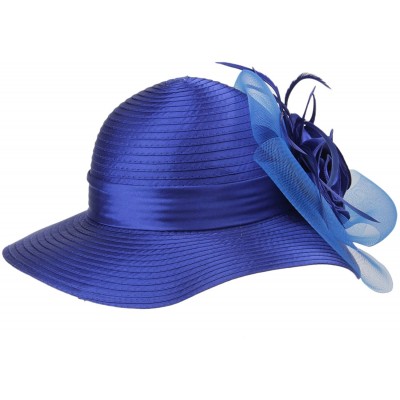 Bucket Hats Lady's Kentucky Derby Dress Church Cloche Hat Bow Bucket Wedding Bowler Hats - Blue - C0188NCYM45 $19.85