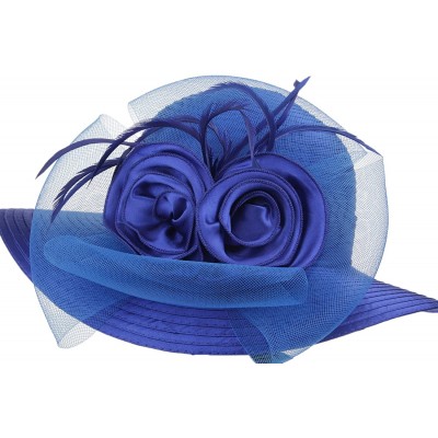 Bucket Hats Lady's Kentucky Derby Dress Church Cloche Hat Bow Bucket Wedding Bowler Hats - Blue - C0188NCYM45 $19.85