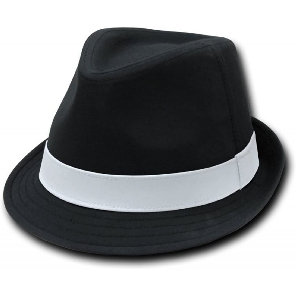 Fedoras Basic Poly Woven Fedora Hats (Black/White- S/M) - CB1154A3IQ5 $21.02