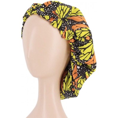 Skullies & Beanies Women's African Flower Pattern Shower Cap Boho Style Bath Hat Wide Band Sleep Headwear Bonnets for Women/G...