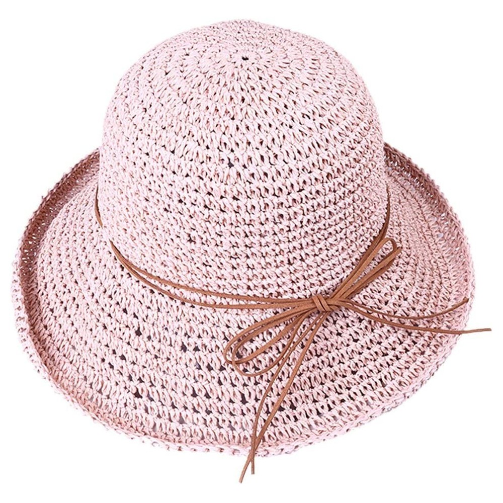 Sun Hats Spring and Summer Beach Cap Women Straw Fisherman Hat Sun Hat (Pink) - Pink - CG18QNLSCZ0 $7.31