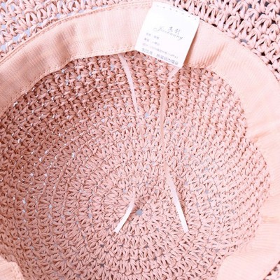 Sun Hats Spring and Summer Beach Cap Women Straw Fisherman Hat Sun Hat (Pink) - Pink - CG18QNLSCZ0 $7.31