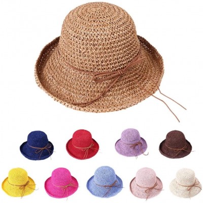 Sun Hats Spring and Summer Beach Cap Women Straw Fisherman Hat Sun Hat (Pink) - Pink - CG18QNLSCZ0 $7.31