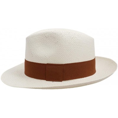 Fedoras Classic Paille Large Panama Hat - Creme-marron - CE182AMYESL $22.08