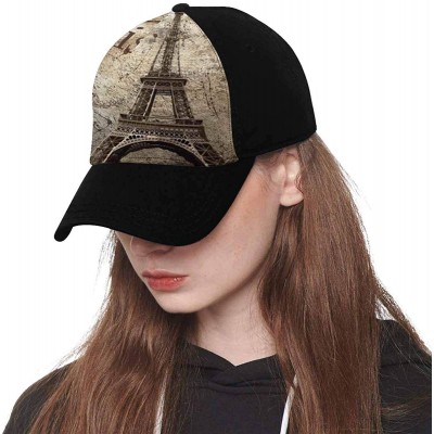 Baseball Caps France Paris Eiffel Tower Adjustable Unisex Men Women Baseball Caps Classic Dad Hats- Black - Design 7 - CI18QI...