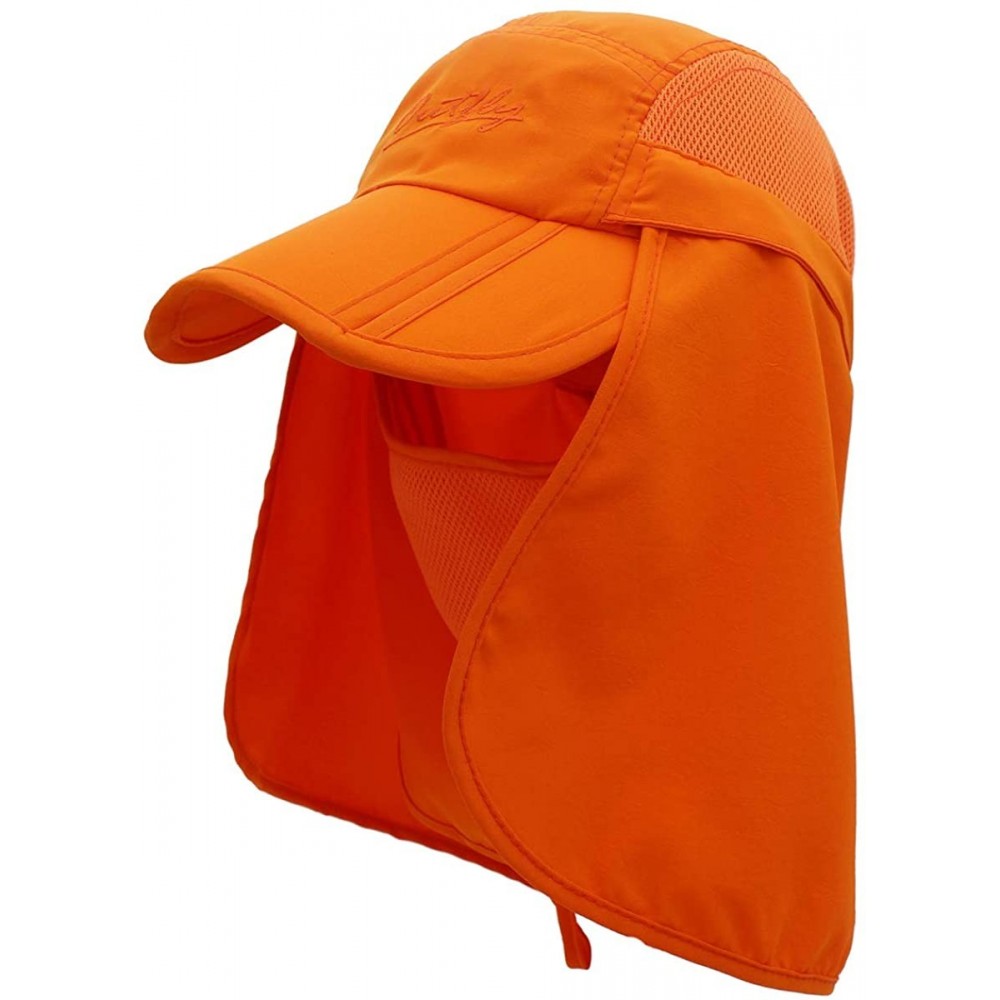 Sun Hats Neck Face Flap Outdoor Cap UV Protection Sun Hats Fishing Hat Quick-Drying UPF50+ - Orange - CE199QMHS43 $13.86