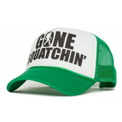 Baseball Caps Gone Squatchin' Unisex-Adult Trucker Hat - Green/White - CE11FOMR9B9 $12.53