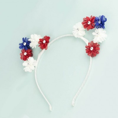 Headbands Girls Cat Ears Costume Floral Accessory Headband Adults - Red White Blue - C5182HSY8QM $8.72