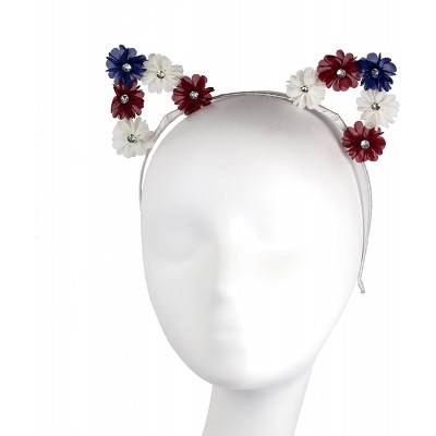 Headbands Girls Cat Ears Costume Floral Accessory Headband Adults - Red White Blue - C5182HSY8QM $8.72