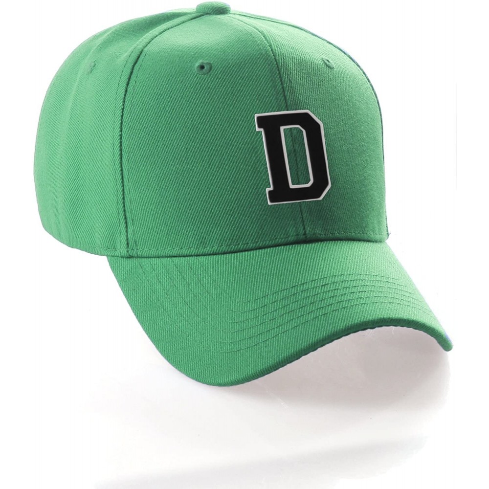 Baseball Caps Classic Baseball Hat Custom A to Z Initial Team Letter- Green Cap White Black - Letter D - CE18IDUXC64 $12.12