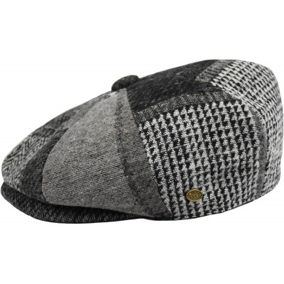 Newsboy Caps Classic Men's Wool Herringbone Newsboy Cap Driving Cabbie Tweed Applejack Golf Hat - 2760-gray Patch - CC193UYXR...