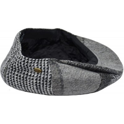 Newsboy Caps Classic Men's Wool Herringbone Newsboy Cap Driving Cabbie Tweed Applejack Golf Hat - 2760-gray Patch - CC193UYXR...