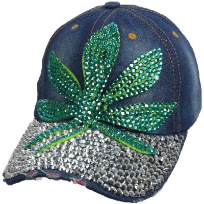 Baseball Caps Jewel Studded Baseball Cap Bling Rhinestone Fashion Hip Hop Party Jean Denim Hat - Leaf - Green - C518WHLNIH6 $...