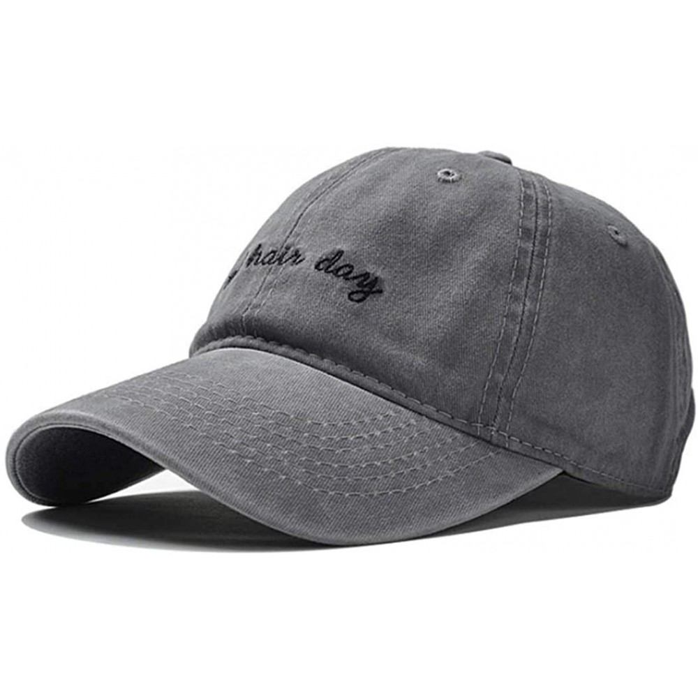 Baseball Caps Vintage Hat Bad-Hair-Day Embroidered Women-Baseball-Dad Hats Distressed - Light Grey - CK18GZHOEHG $12.52