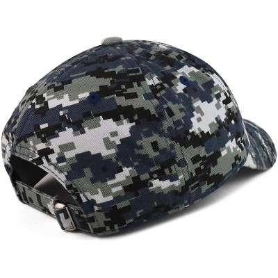 Baseball Caps Vegan Af Embroidered Soft Crown 100% Brushed Cotton Cap - Navy Digital Camo - CH18TXLGU50 $18.34