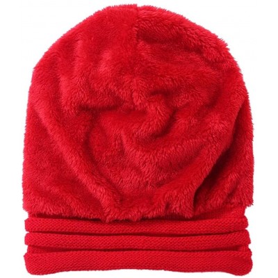 Skullies & Beanies Women Knit Beanie Warm Caps Winter Crochet Wool Hat - Red (Fleece) - C012NTWYAL8 $11.24