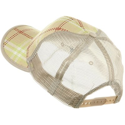 Baseball Caps Plaid Straw Trucker Caps - Natural - CI111GHWX0N $8.96