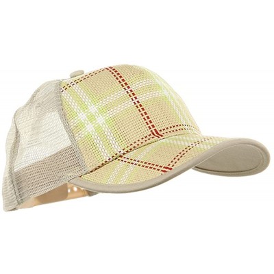 Baseball Caps Plaid Straw Trucker Caps - Natural - CI111GHWX0N $8.96