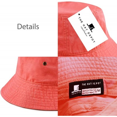 Bucket Hats Unisex 100% Cotton Packable Summer Travel Bucket Beach Sun Hat - Coral - CZ18D52LDON $9.23