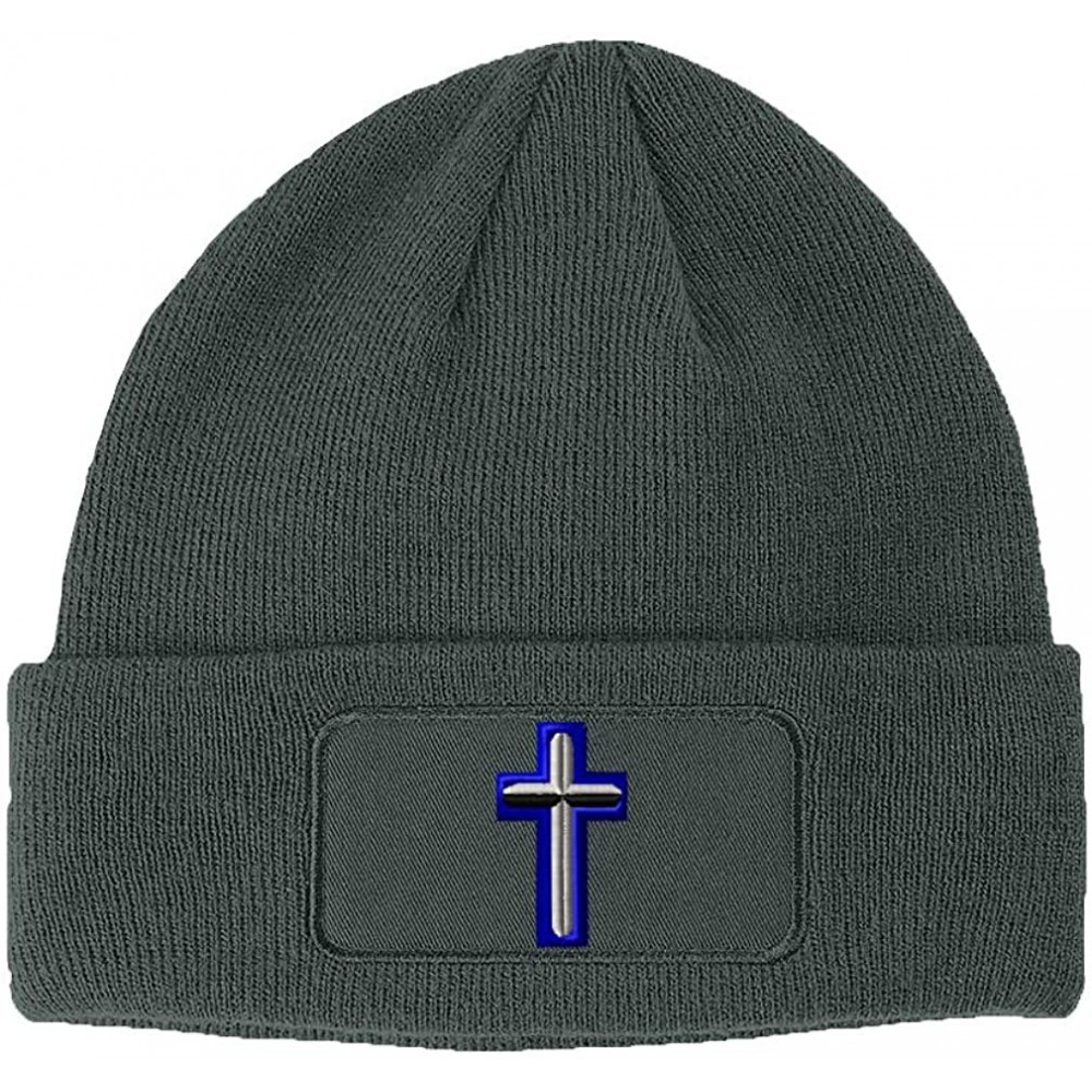 Skullies & Beanies Custom Patch Beanie Air Force Christian Chaplain Embroidery Acrylic - Dark Grey - CW18A6IME28 $21.20