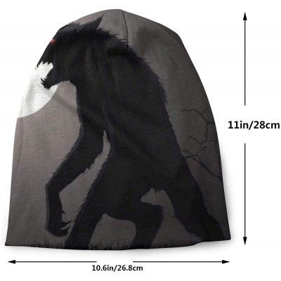 Skullies & Beanies Unisex Comfortable Slouchy Beanie Hat Stretchy Baggy Skull Cap - Full Moon Wolf Werewolf - CL18AMWQ08T $22.32