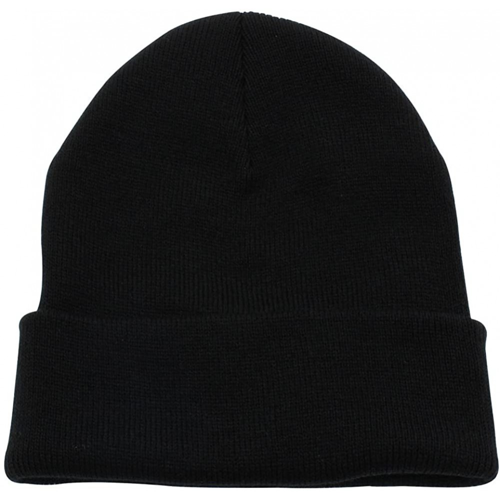 Skullies & Beanies Beanie Men Women - Unisex Cuffed Plain Skull Knit Hat Cap - Black - CZ18755QIGO $8.29