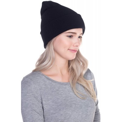 Skullies & Beanies Beanie Men Women - Unisex Cuffed Plain Skull Knit Hat Cap - Black - CZ18755QIGO $8.29