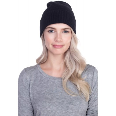 Skullies & Beanies Beanie Men Women - Unisex Cuffed Plain Skull Knit Hat Cap - Black - CZ18755QIGO $8.29