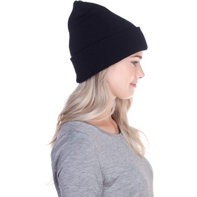 Skullies & Beanies Beanie Men Women - Unisex Cuffed Plain Skull Knit Hat Cap - Black - CZ18755QIGO $8.29