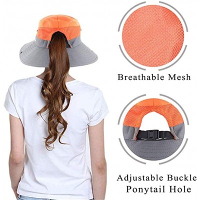 Sun Hats Women's Outdoor UV Protection Foldable Mesh Wide Brim Beach Fishing Hat - Orange for Kid - CT18SRCUM7U $10.44