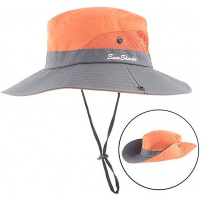 Sun Hats Women's Outdoor UV Protection Foldable Mesh Wide Brim Beach Fishing Hat - Orange for Kid - CT18SRCUM7U $10.44