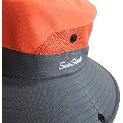 Sun Hats Women's Outdoor UV Protection Foldable Mesh Wide Brim Beach Fishing Hat - Orange for Kid - CT18SRCUM7U $10.44