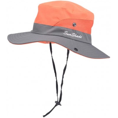 Sun Hats Women's Outdoor UV Protection Foldable Mesh Wide Brim Beach Fishing Hat - Orange for Kid - CT18SRCUM7U $10.44