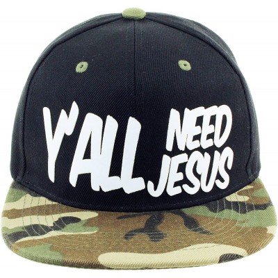 Baseball Caps Y'all Need Jesus 3D Logo Snapback Baseball Hat - Black-camo - CE17YIW7IKZ $26.21