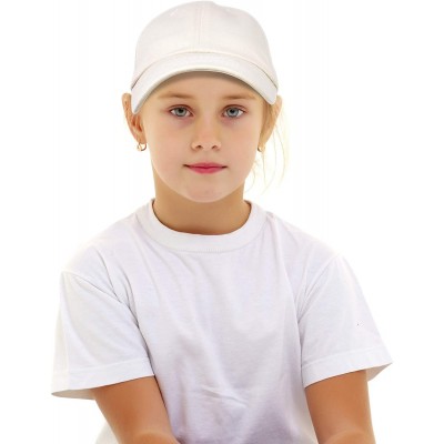 Baseball Caps Youth Childrens Cotton Cap Plain Hat Black Khaki Navy Pink Red White - Beige - CN12NERNCCY $11.92