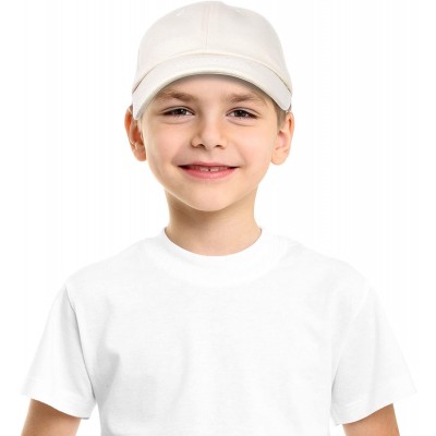 Baseball Caps Youth Childrens Cotton Cap Plain Hat Black Khaki Navy Pink Red White - Beige - CN12NERNCCY $11.92