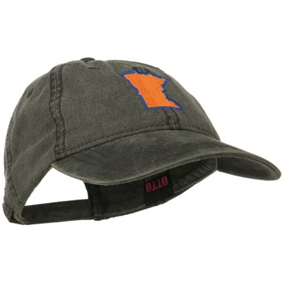 Baseball Caps Minnesota State Map Embroidered Washed Cotton Cap - Black - CG11ND5K10F $20.24